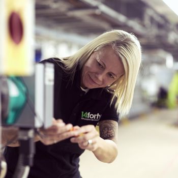 A member of 14forty's engineering team performing maintenance work.